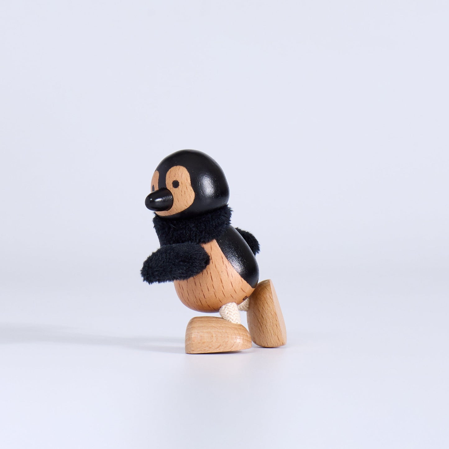 Wood plush toy penguin